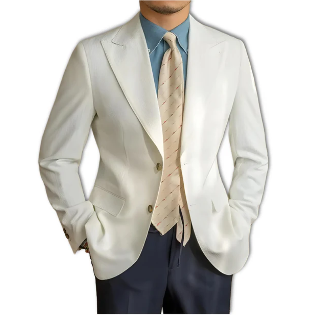 Roma Seersucker Blazer (White)