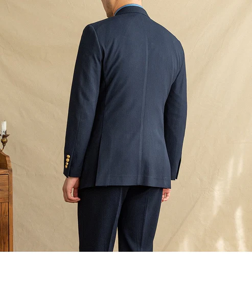 Premium Roma Seersucker Blazer - 6x1 DB (Navy)